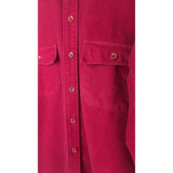 Vintage L.L. Bean red chamois shirt shacket button down pockets sz 16.5 - Picture 8 of 9